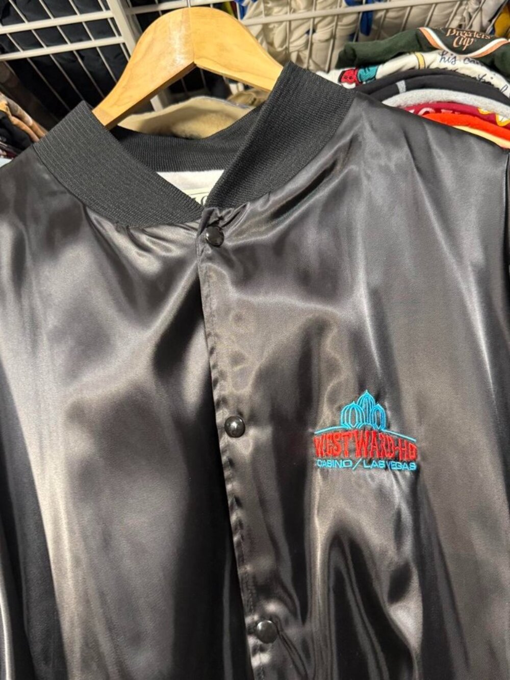 90s vintage westward ho Las Vegas black satin jacket